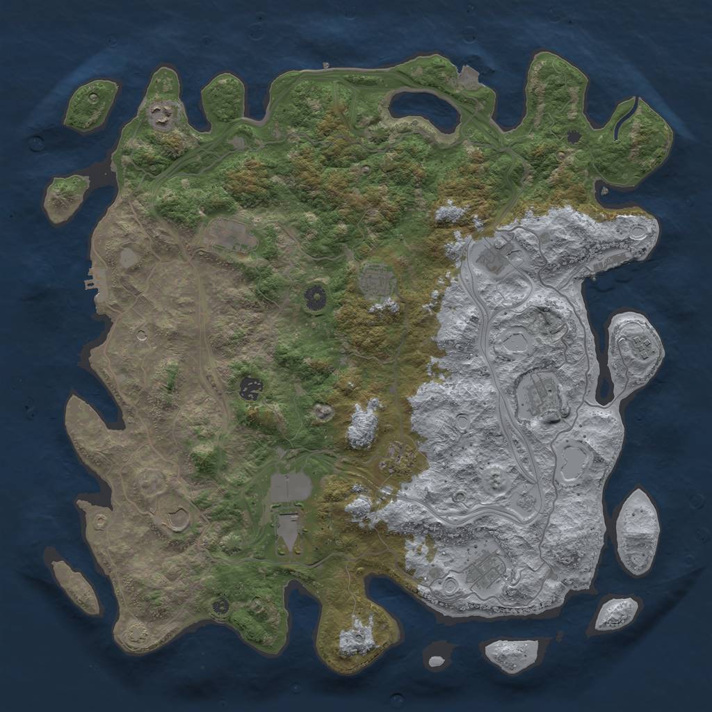 Rust Map: Procedural Map, Size: 4500, Seed: 4086074, 19 Monuments