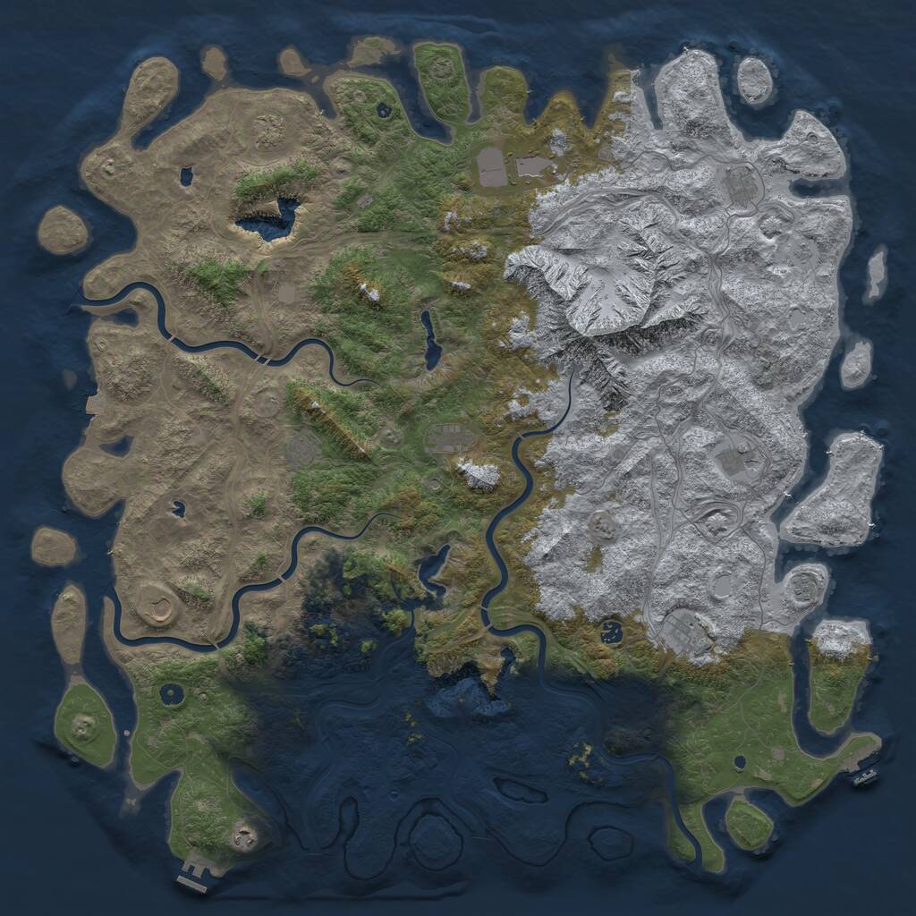 Rust Map: Procedural Map, Size: 6000, Seed: 1702, 17 Monuments