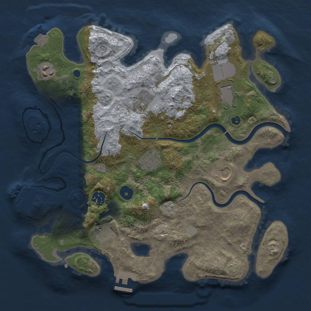 Rust Map: Procedural Map, Size: 3500, Seed: 715910523, 14 Monuments