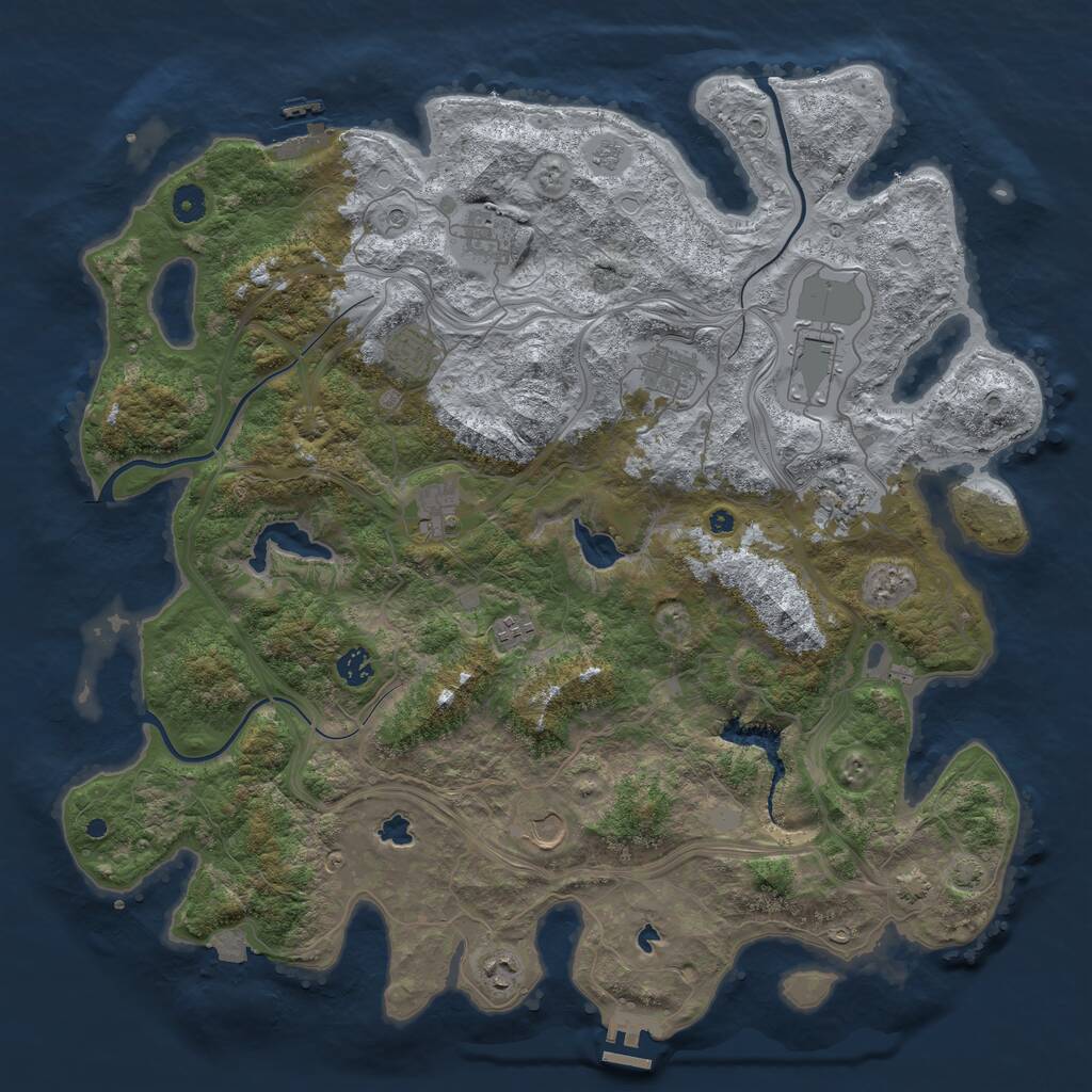 Rust Map: Procedural Map, Size: 4500, Seed: 806252405, 16 Monuments