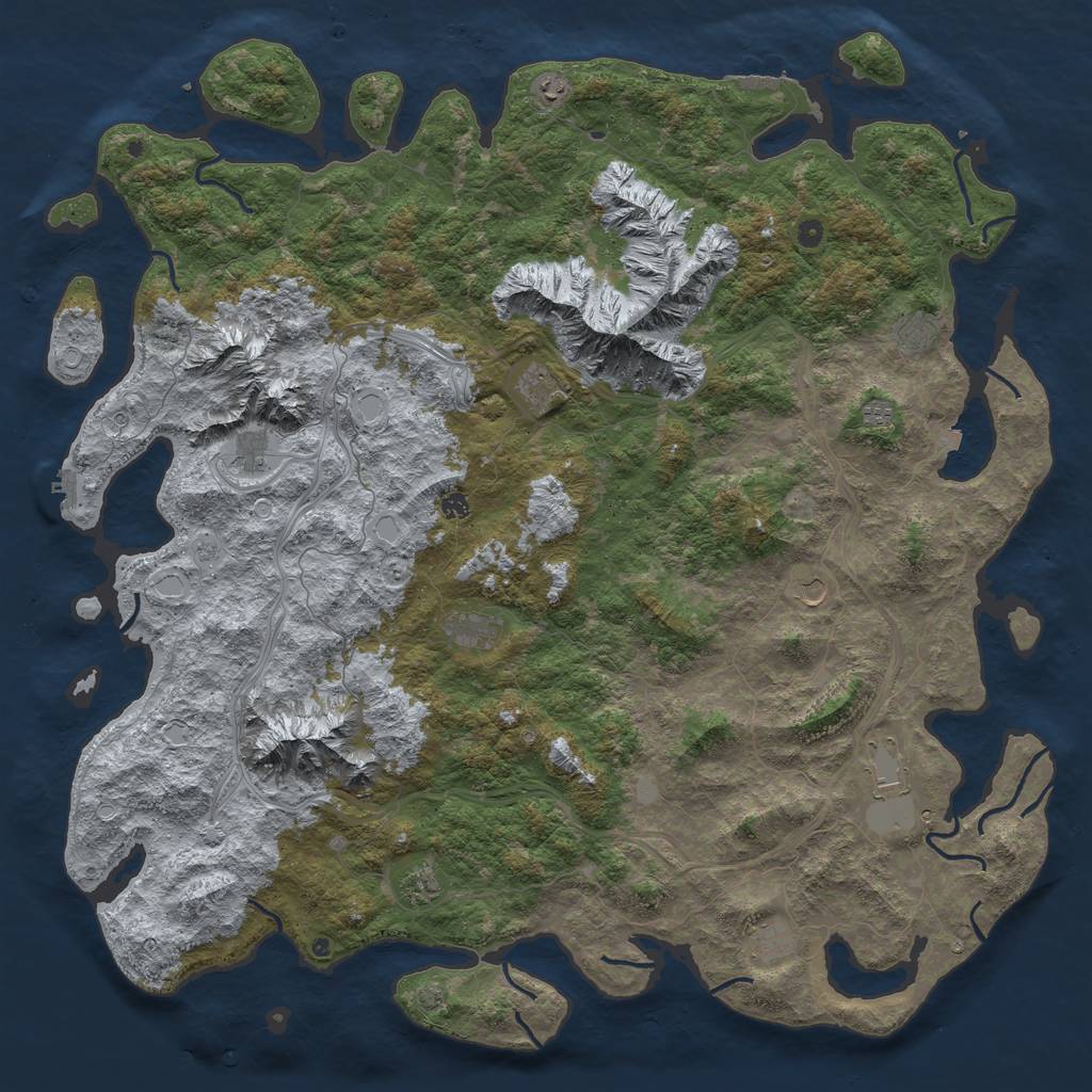 Rust Map: Procedural Map, Size: 6000, Seed: 1182521283, 19 Monuments