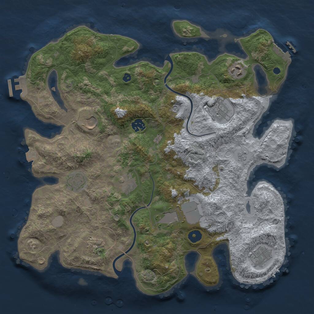 Rust Map: Procedural Map, Size: 3700, Seed: 1259948430, 15 Monuments