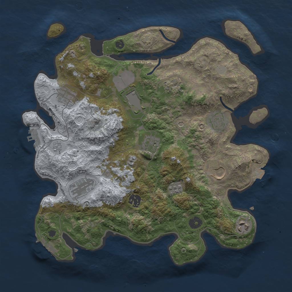 Rust Map: Procedural Map, Size: 3500, Seed: 78349615, 18 Monuments