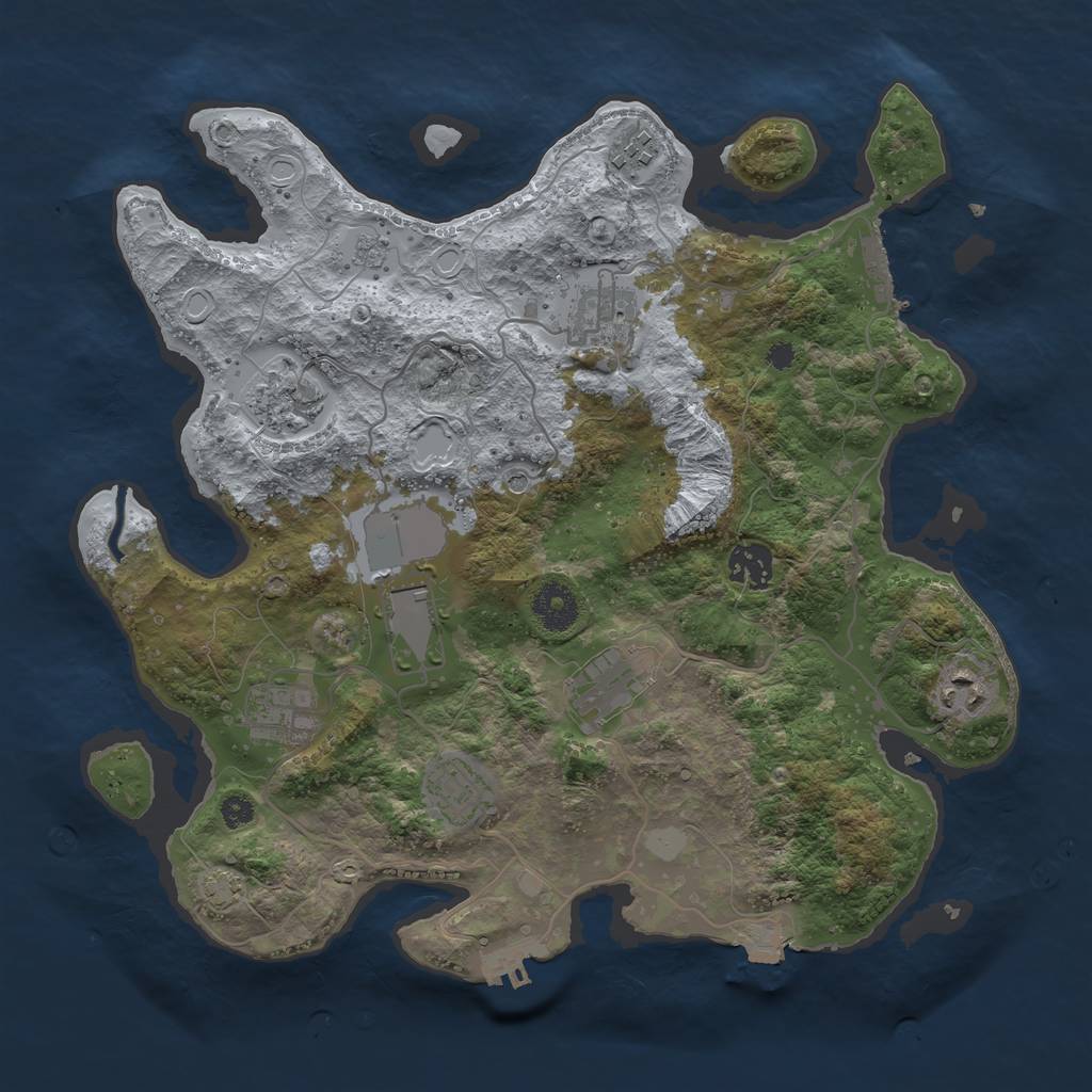 Rust Map: Procedural Map, Size: 3500, Seed: 233534641, 17 Monuments