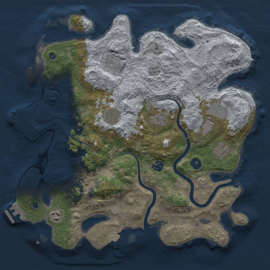 Rust Map: Procedural Map, Size: 3750, Seed: 1141247460, 14 Monuments