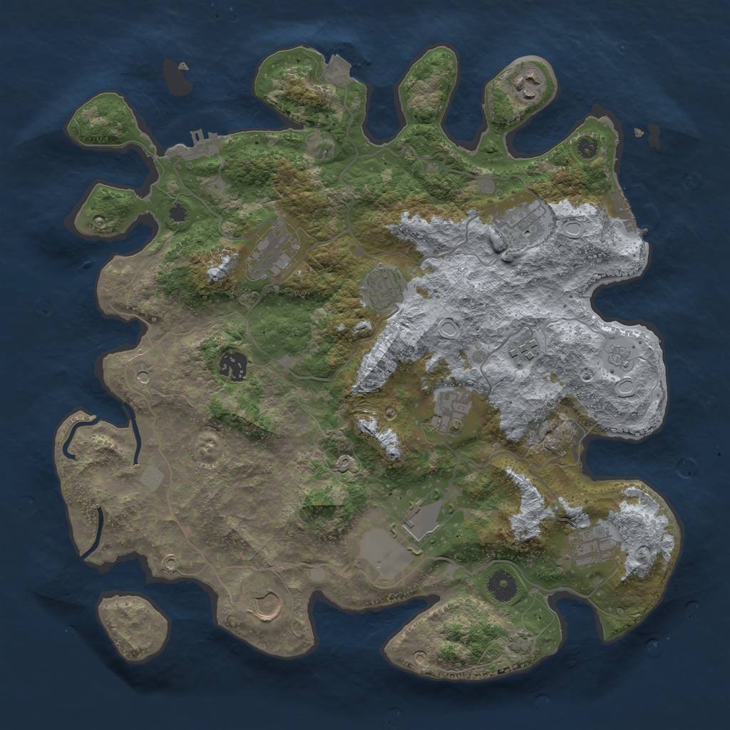 Rust Map: Procedural Map, Size: 3750, Seed: 1502480438, 18 Monuments