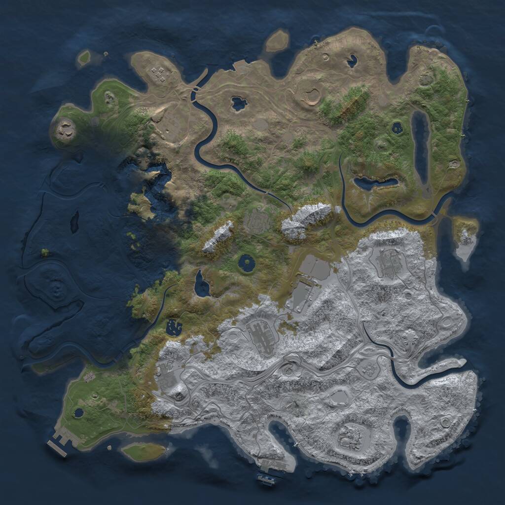 Rust Map: Procedural Map, Size: 4500, Seed: 120525412, 17 Monuments
