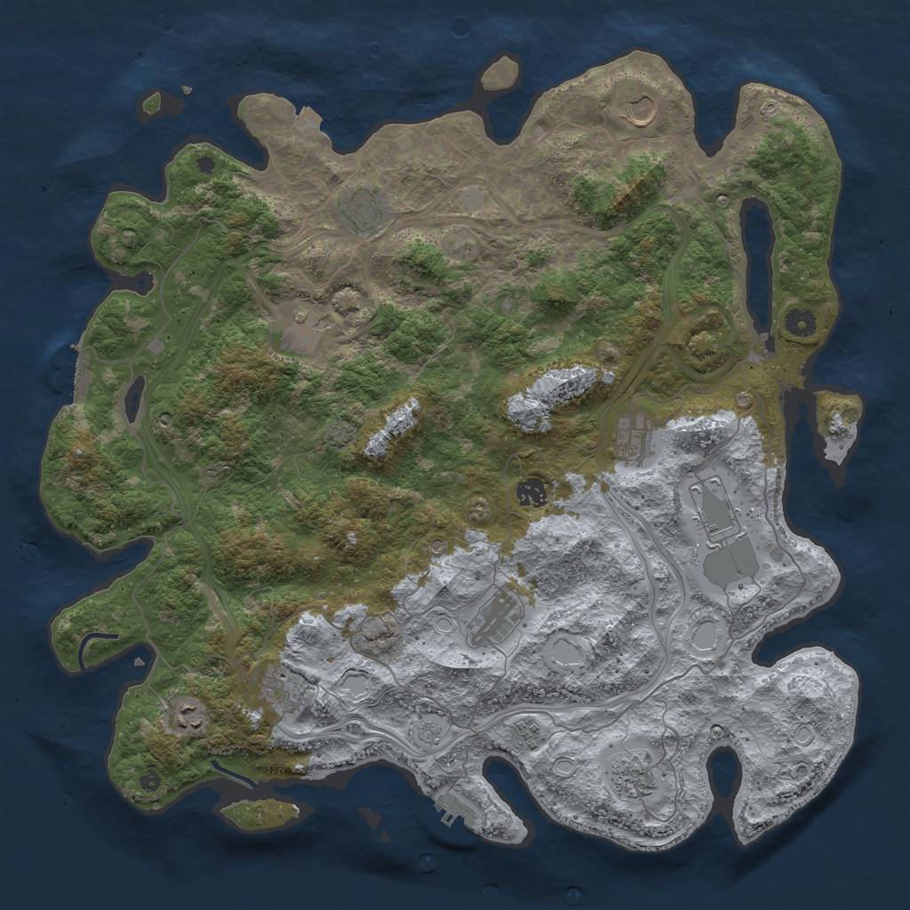 Rust Map: Procedural Map, Size: 4500, Seed: 120525412, 19 Monuments