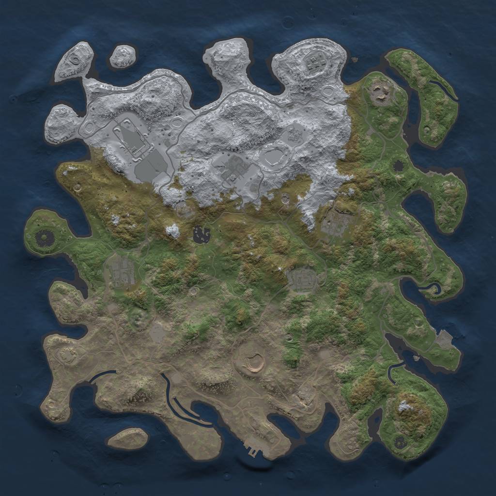 Rust Map: Procedural Map, Size: 4000, Seed: 678697820, 16 Monuments