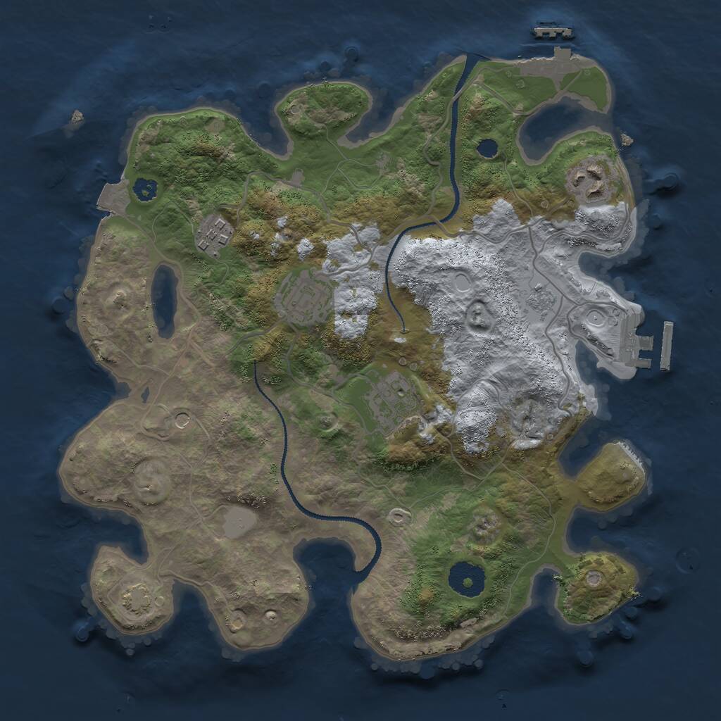 Rust Map: Procedural Map, Size: 3000, Seed: 1797824497, 10 Monuments