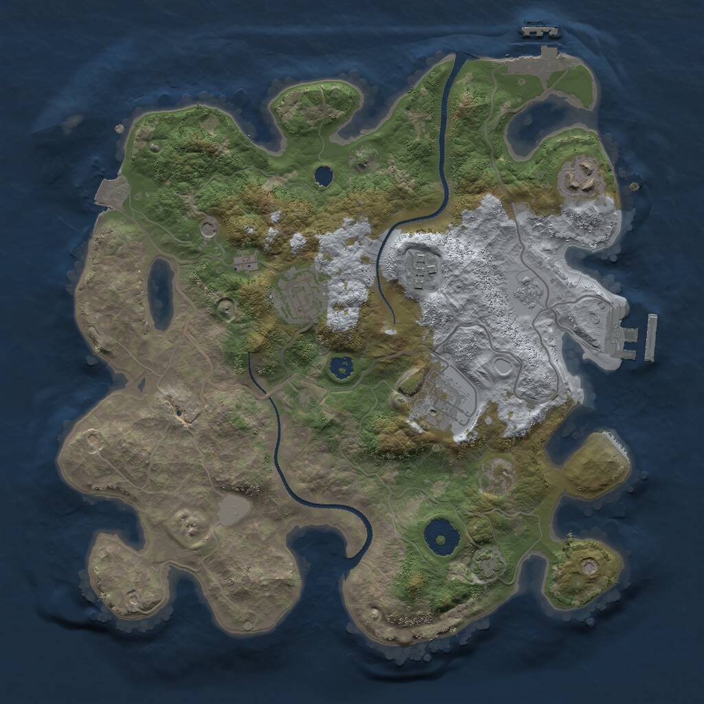 Rust Map: Procedural Map, Size: 3000, Seed: 1797824497, 10 Monuments
