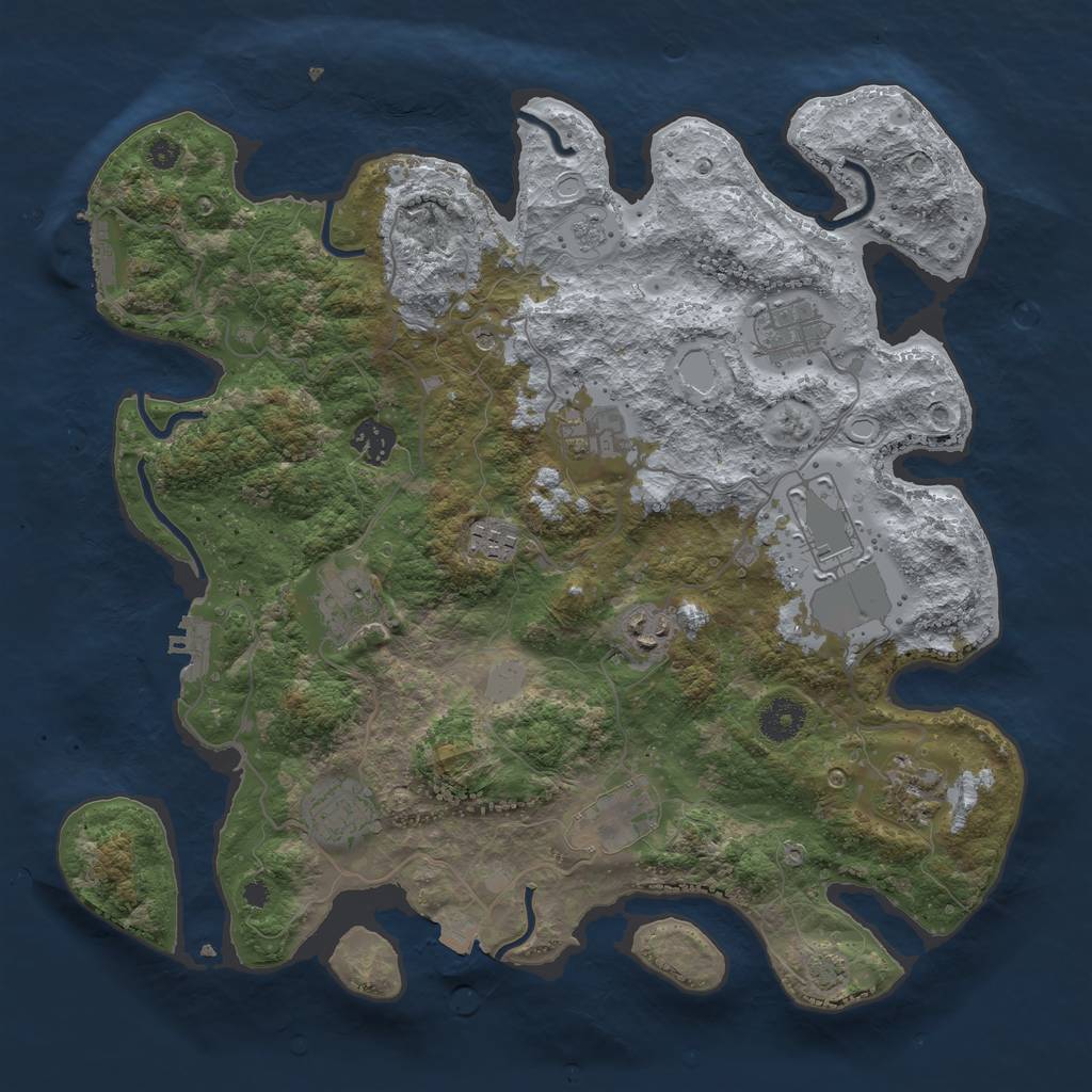 Rust Map: Procedural Map, Size: 3700, Seed: 58866431, 18 Monuments
