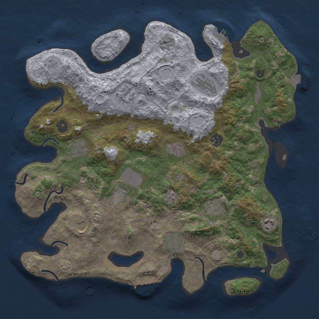 Rust Map: Procedural Map, Size: 3950, Seed: 60883245, 19 Monuments