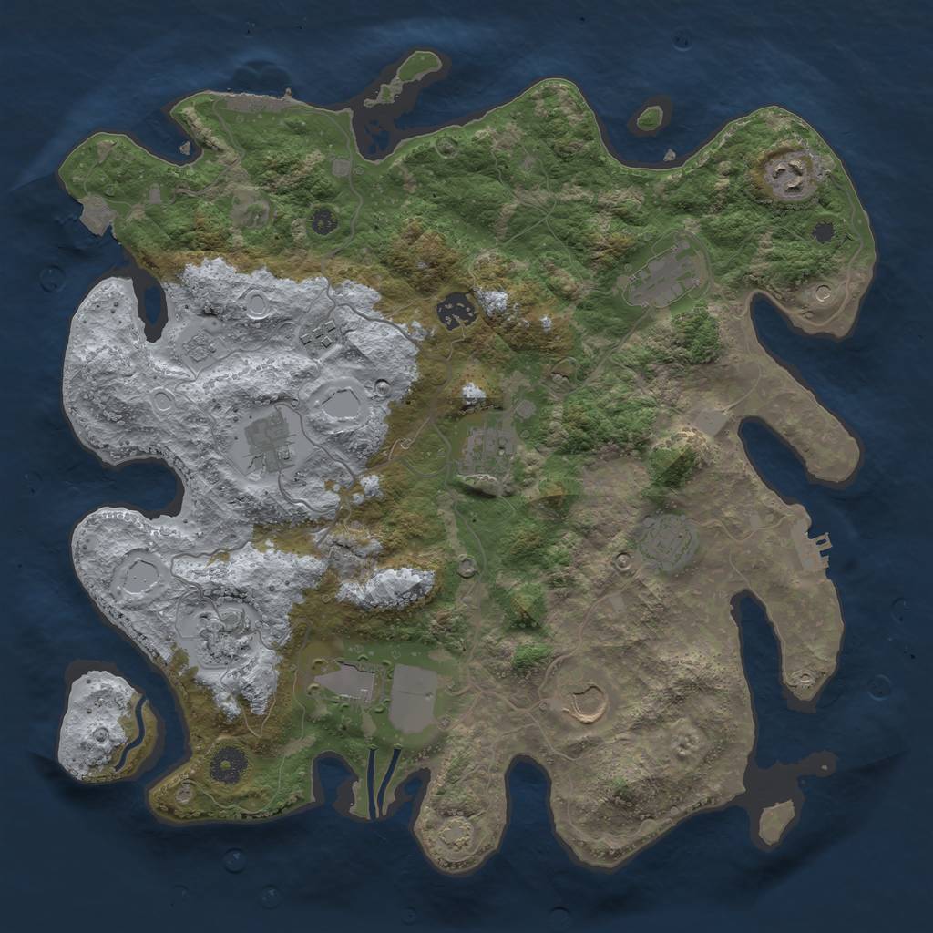 Rust Map: Procedural Map, Size: 3750, Seed: 91613538, 18 Monuments
