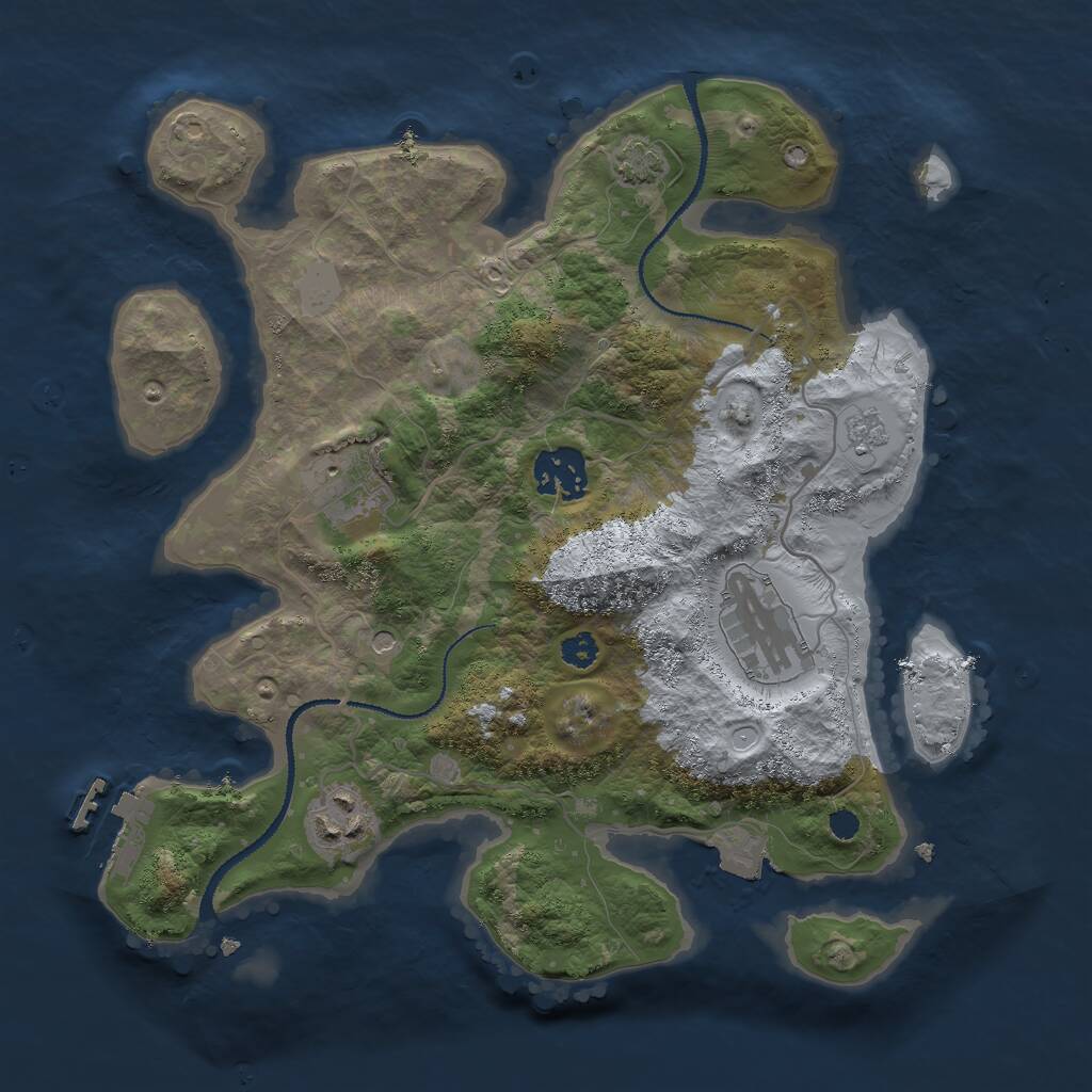 Rust Map: Procedural Map, Size: 3000, Seed: 114008566, 9 Monuments