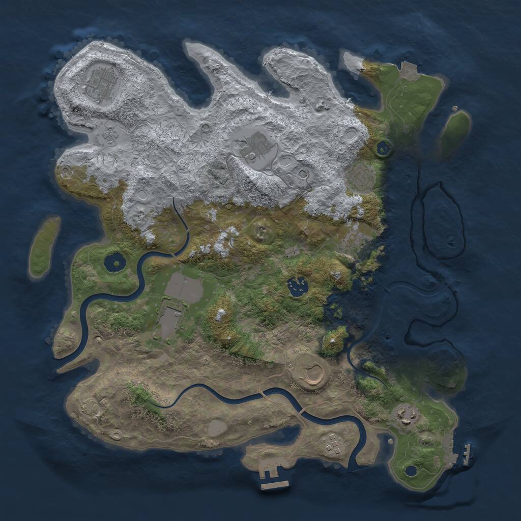 Rust Map: Procedural Map, Size: 3800, Seed: 54872077, 15 Monuments