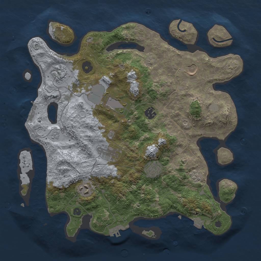 Rust Map: Procedural Map, Size: 3500, Seed: 3253051, 16 Monuments