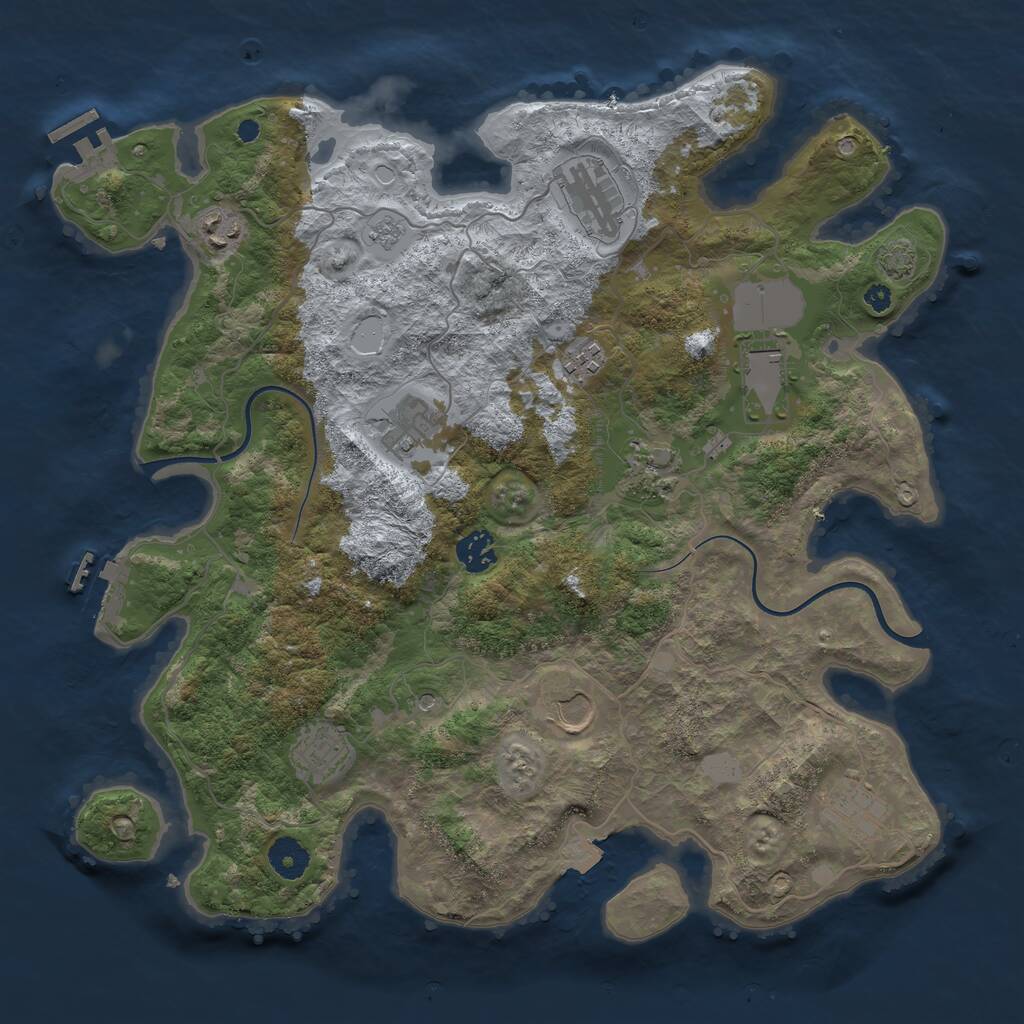Rust Map: Procedural Map, Size: 3800, Seed: 12327273, 16 Monuments