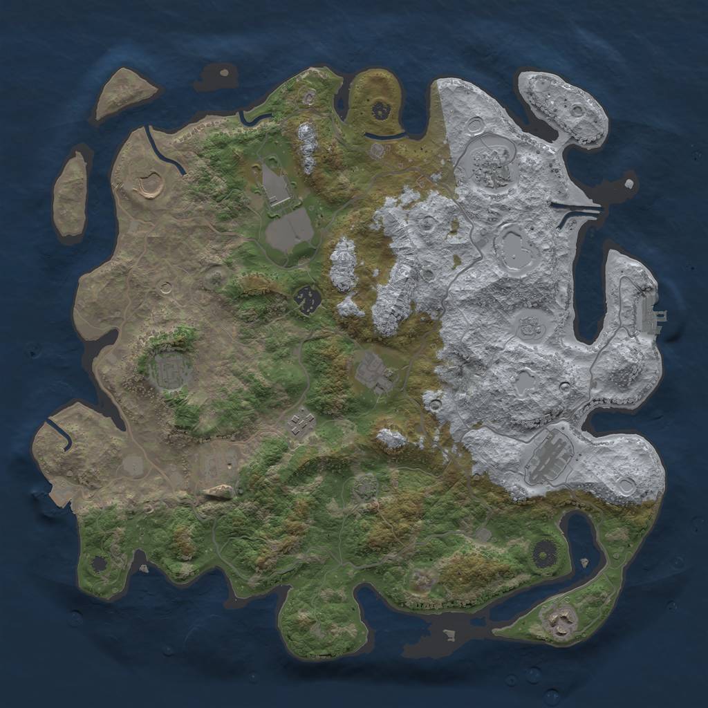 Rust Map: Procedural Map, Size: 4000, Seed: 57834298, 17 Monuments