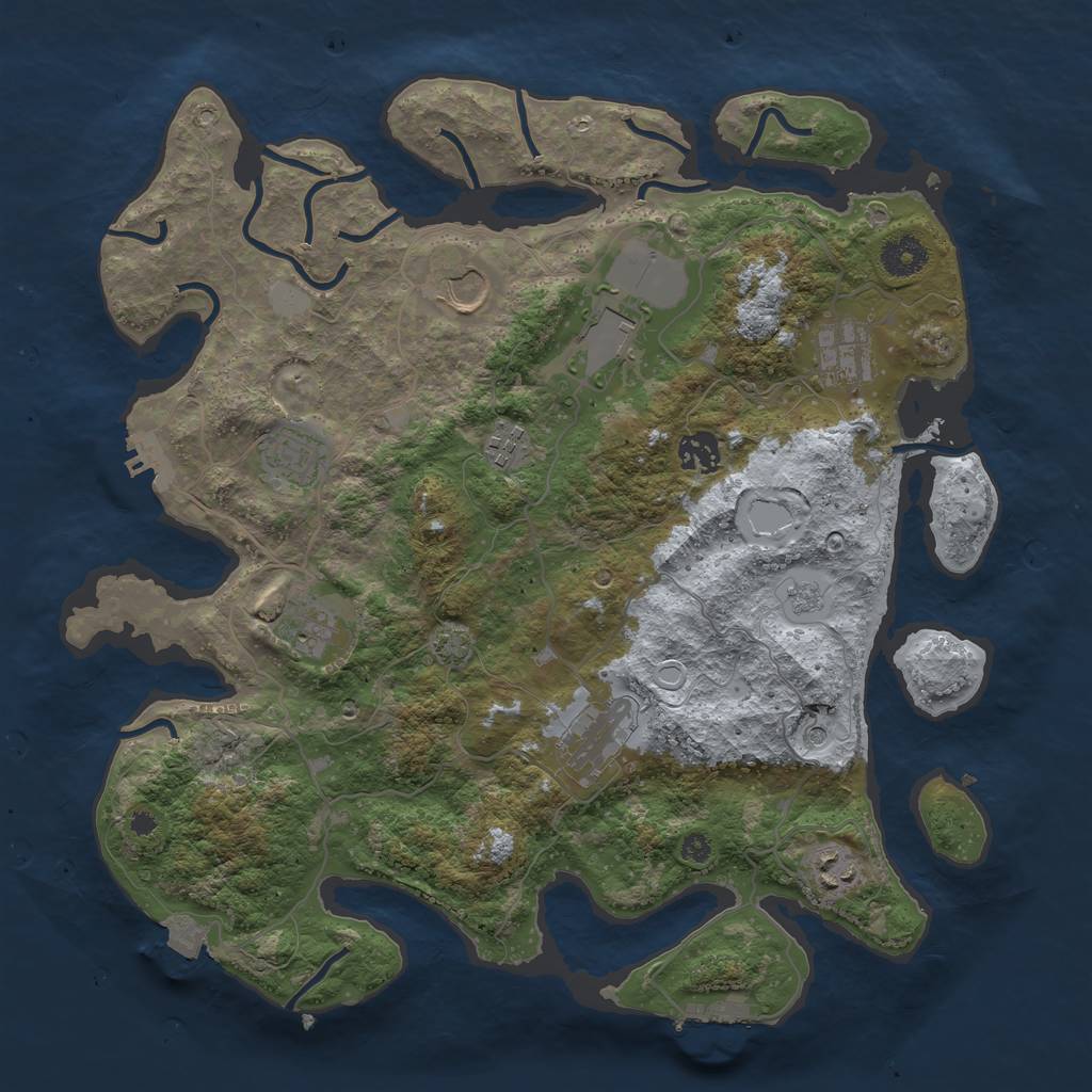 Rust Map: Procedural Map, Size: 3750, Seed: 7378623, 17 Monuments