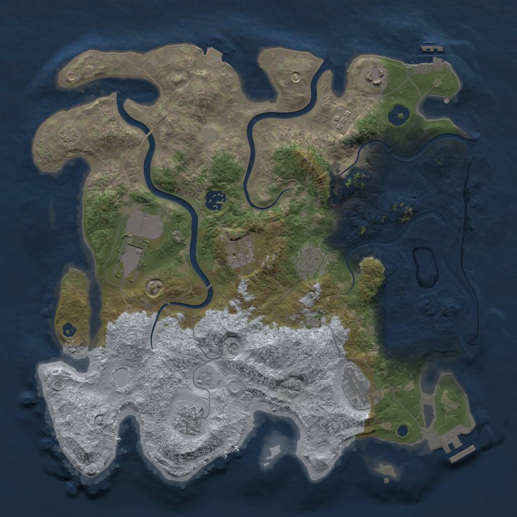 Rust Map: Procedural Map, Size: 3750, Seed: 2896848, 14 Monuments