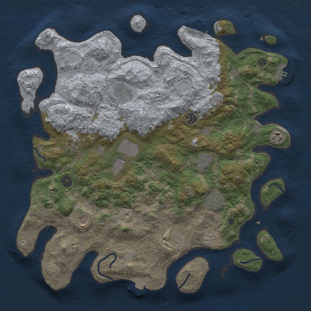 Rust Map: Procedural Map, Size: 4100, Seed: 47306582, 18 Monuments