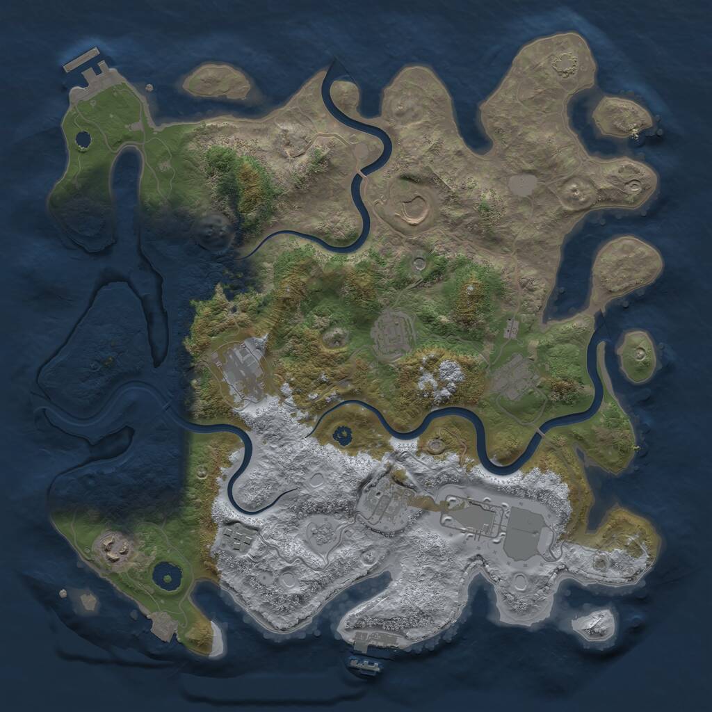 Rust Map: Procedural Map, Size: 3700, Seed: 62393477, 14 Monuments