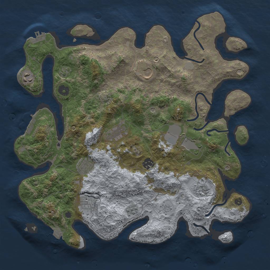 Rust Map: Procedural Map, Size: 3700, Seed: 62393477, 17 Monuments