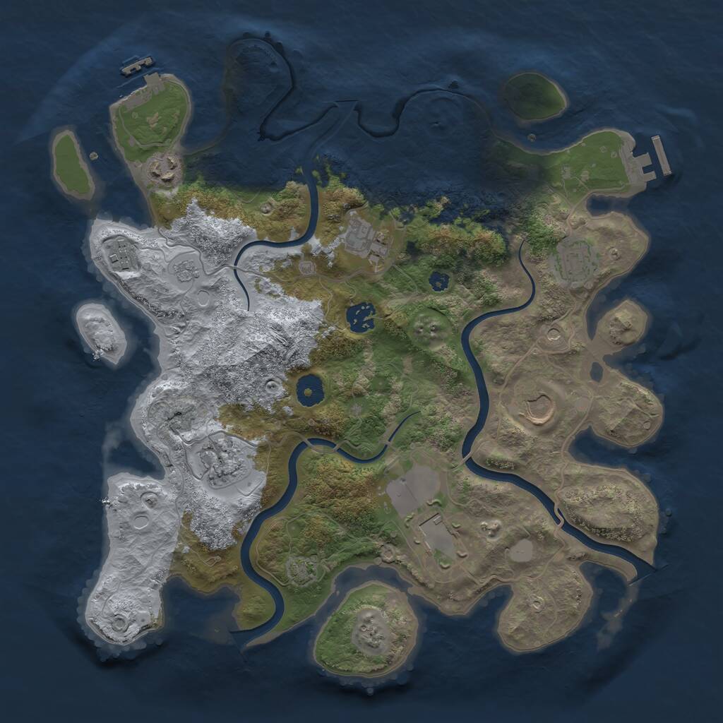 Rust Map: Procedural Map, Size: 3600, Seed: 90299850, 14 Monuments