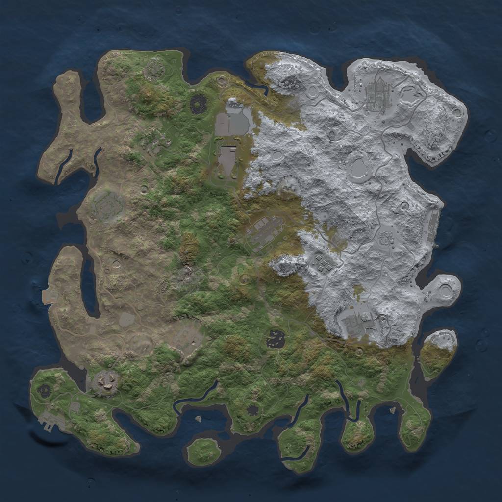Rust Map: Procedural Map, Size: 3900, Seed: 48413897, 18 Monuments