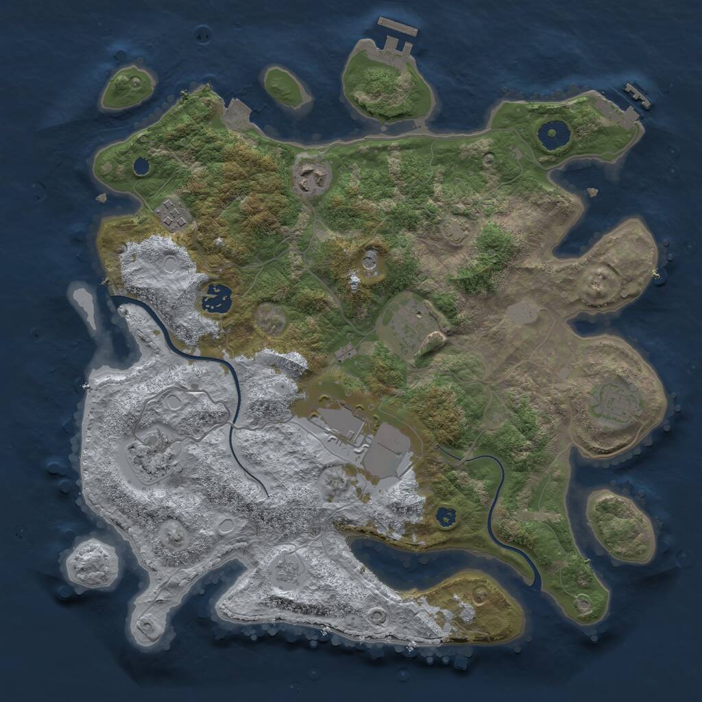 Rust Map: Procedural Map, Size: 3500, Seed: 8287587, 13 Monuments