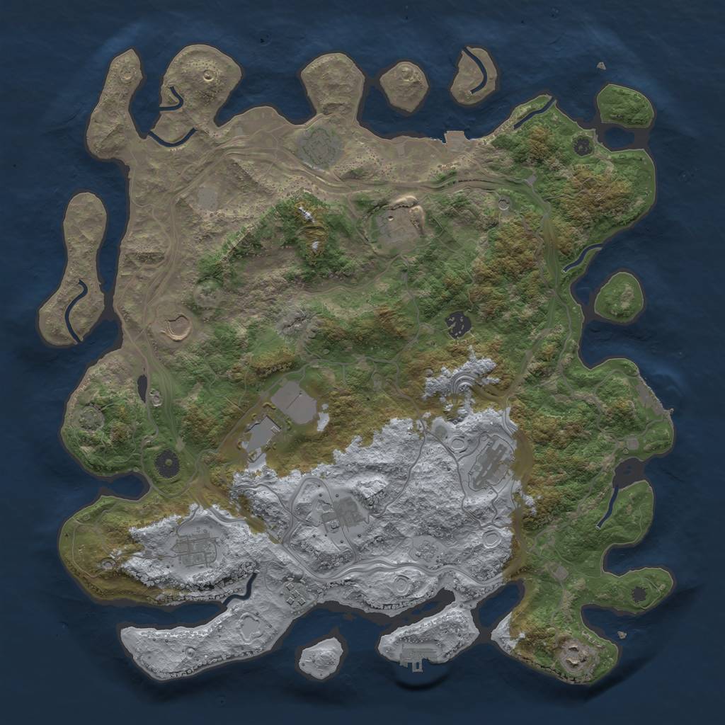 Rust Map: Procedural Map, Size: 4250, Seed: 54569099, 18 Monuments
