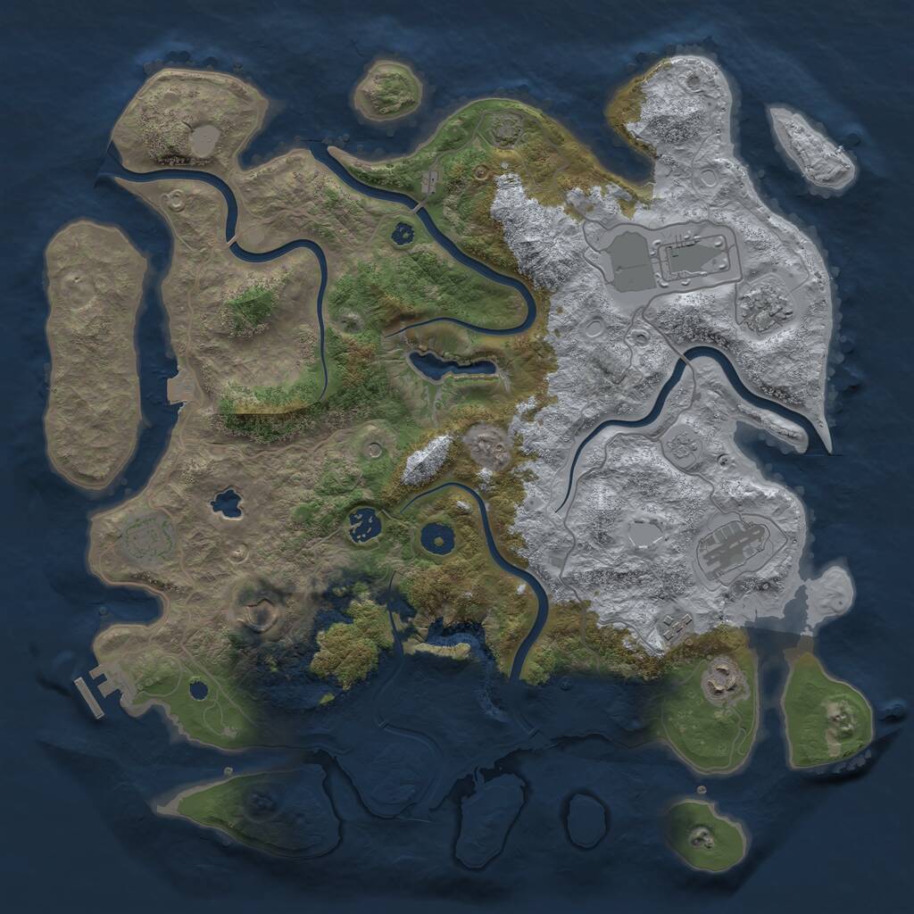 Rust Map: Procedural Map, Size: 4100, Seed: 65367946, 13 Monuments