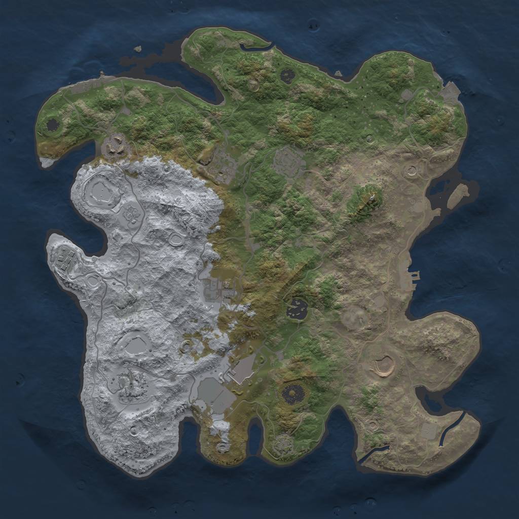 Rust Map: Procedural Map, Size: 3650, Seed: 1209547, 17 Monuments
