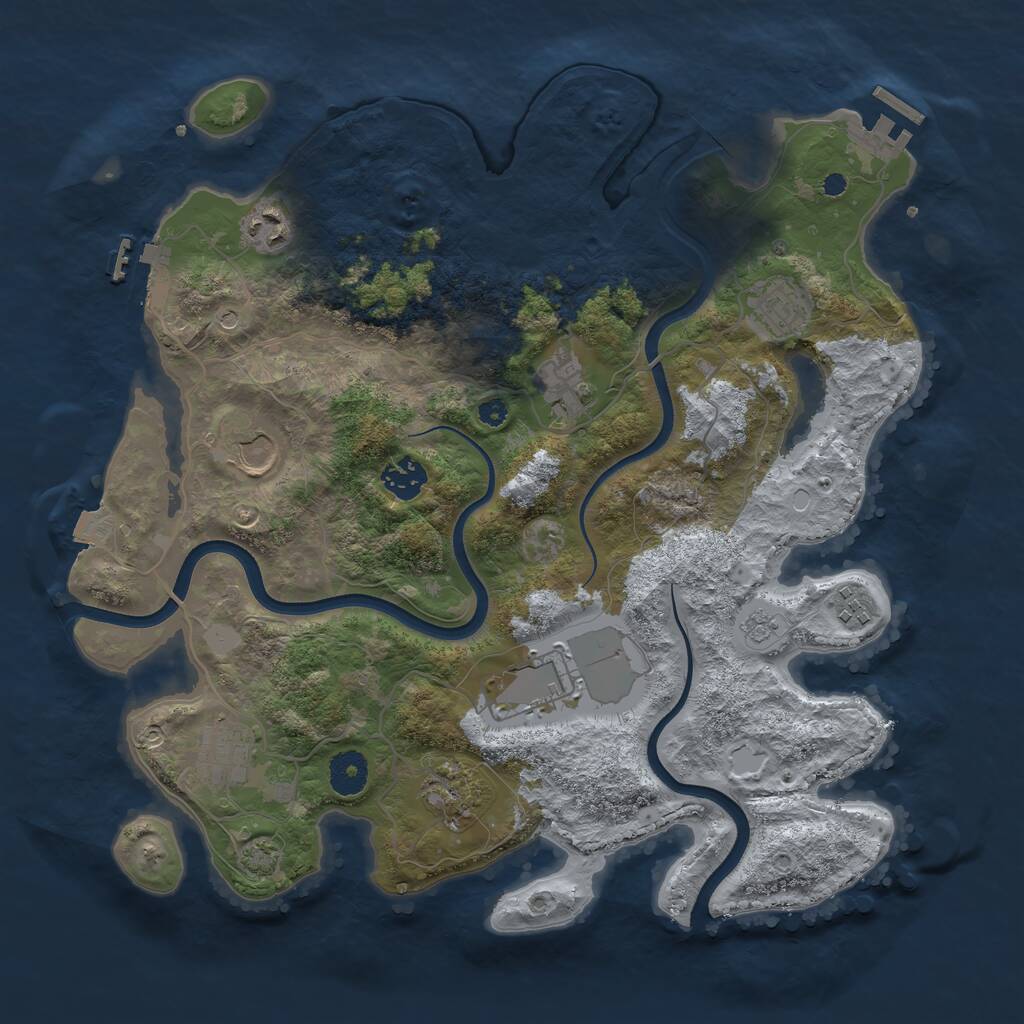 Rust Map: Procedural Map, Size: 3650, Seed: 39835224, 15 Monuments