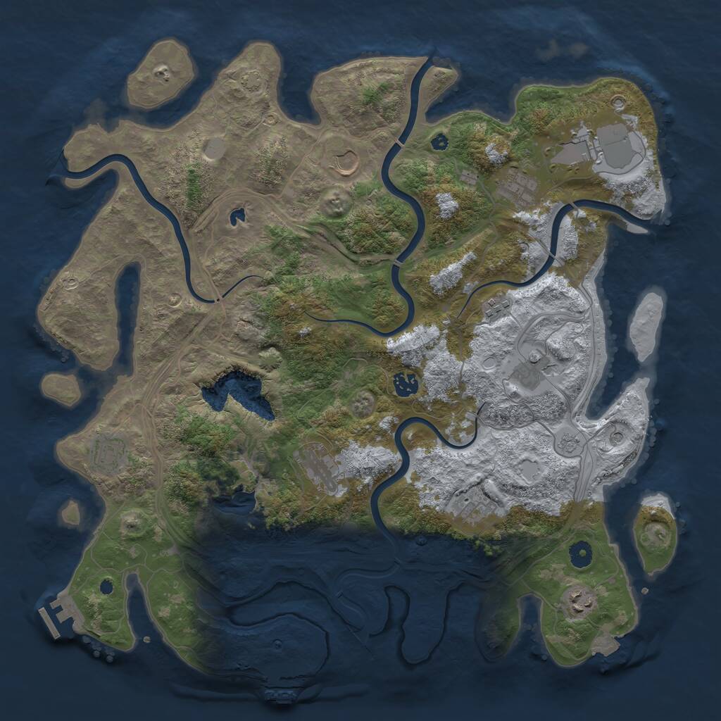 Rust Map: Procedural Map, Size: 4300, Seed: 91253819, 16 Monuments