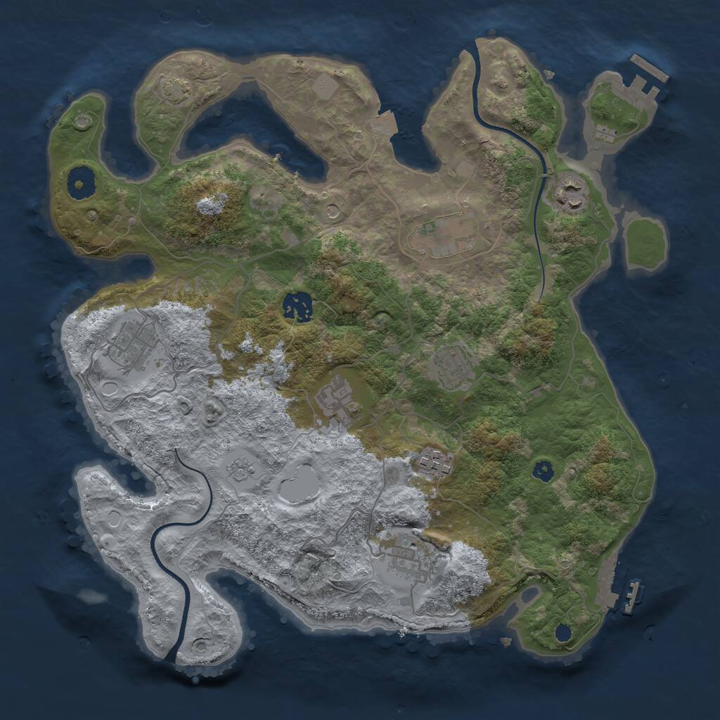 Rust Map: Procedural Map, Size: 3450, Seed: 81557351, 14 Monuments