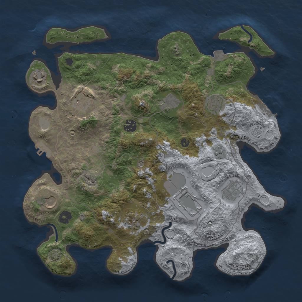 Rust Map: Procedural Map, Size: 3550, Seed: 427469, 18 Monuments