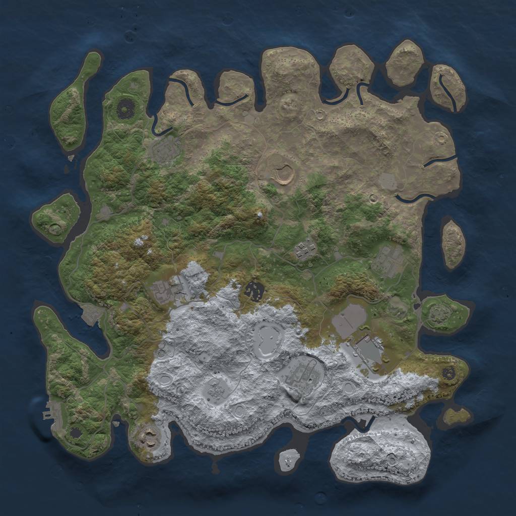 Rust Map: Procedural Map, Size: 3850, Seed: 454688, 16 Monuments