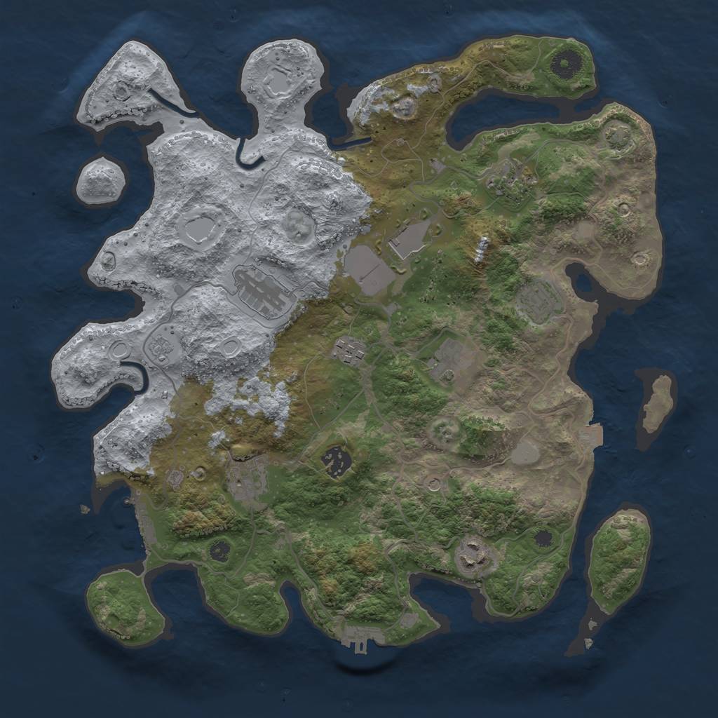 Rust Map: Procedural Map, Size: 3650, Seed: 63232910, 17 Monuments