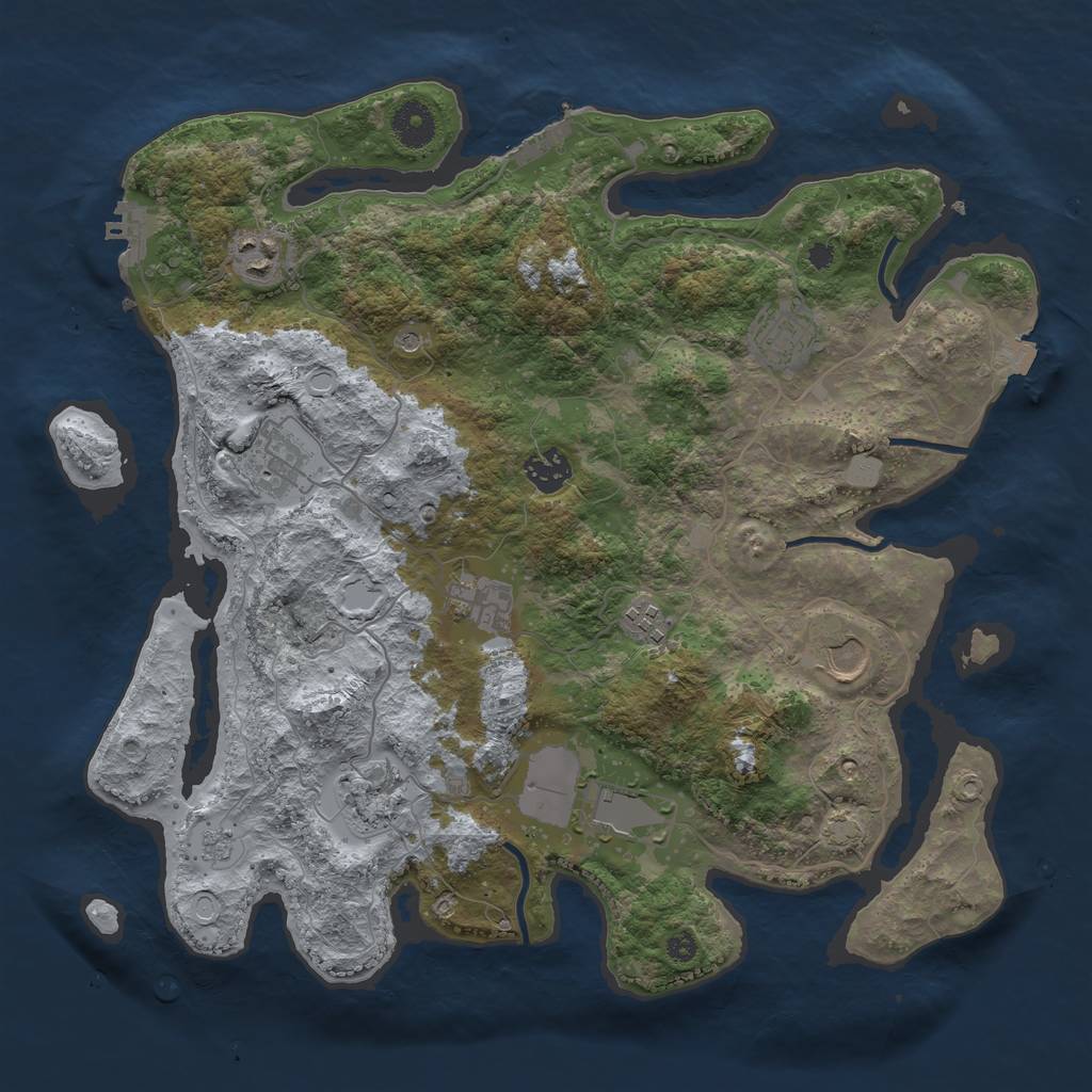 Rust Map: Procedural Map, Size: 3700, Seed: 579718, 17 Monuments