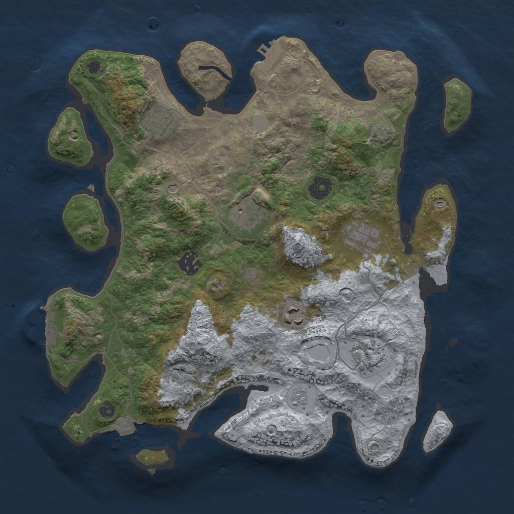 Rust Map: Procedural Map, Size: 3400, Seed: 27518617, 14 Monuments