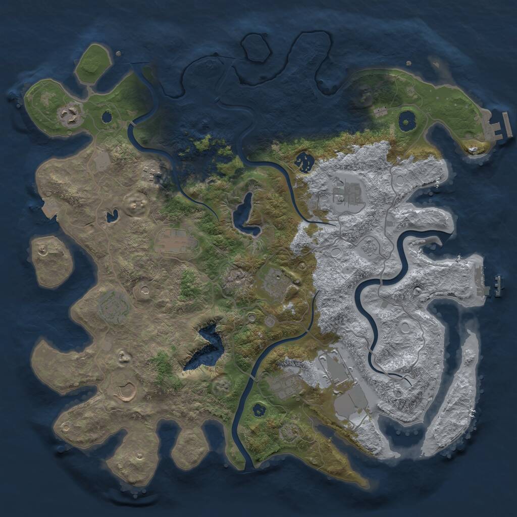 Rust Map: Procedural Map, Size: 4050, Seed: 6459271, 16 Monuments