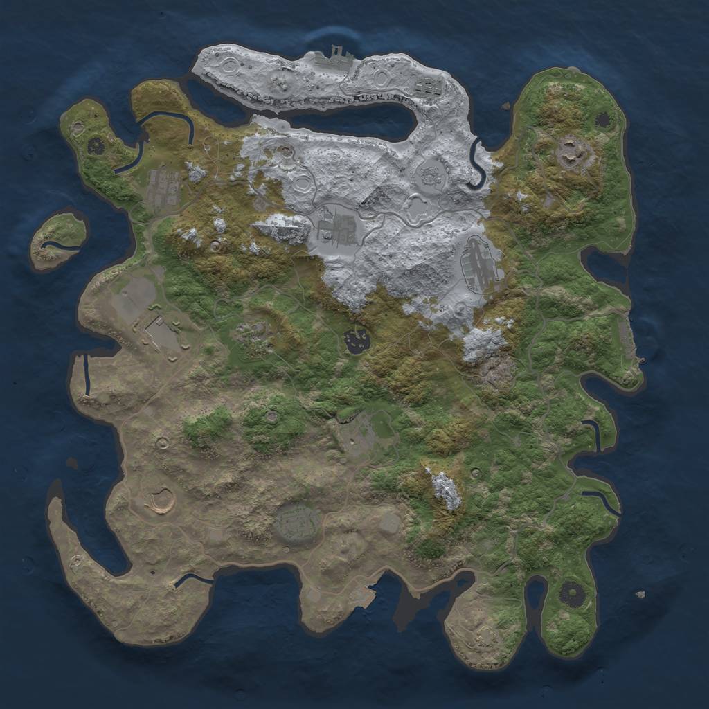 Rust Map: Procedural Map, Size: 4100, Seed: 44894932, 19 Monuments