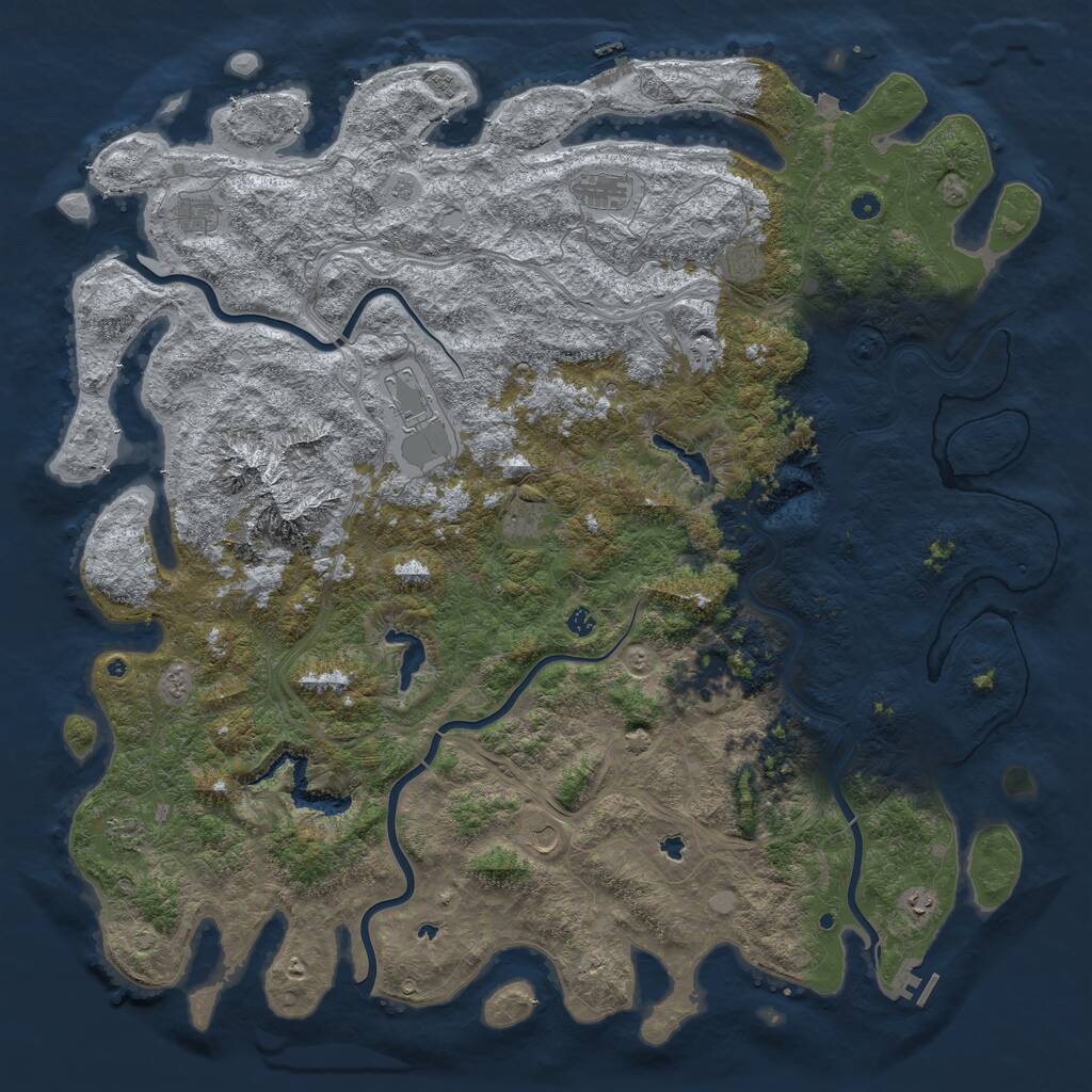 Rust Map: Procedural Map, Size: 6000, Seed: 124363, 17 Monuments