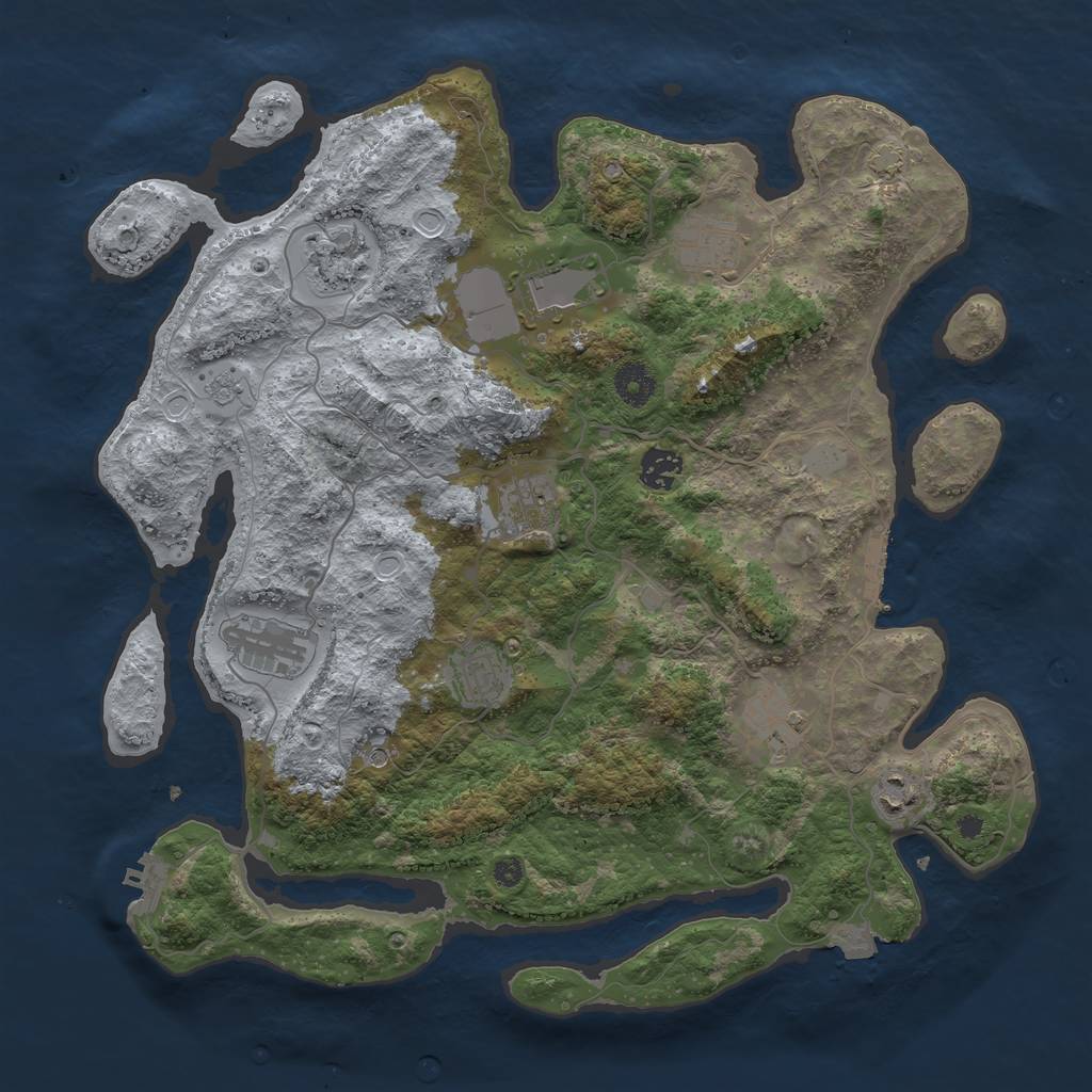 Rust Map: Procedural Map, Size: 3850, Seed: 327846300, 17 Monuments