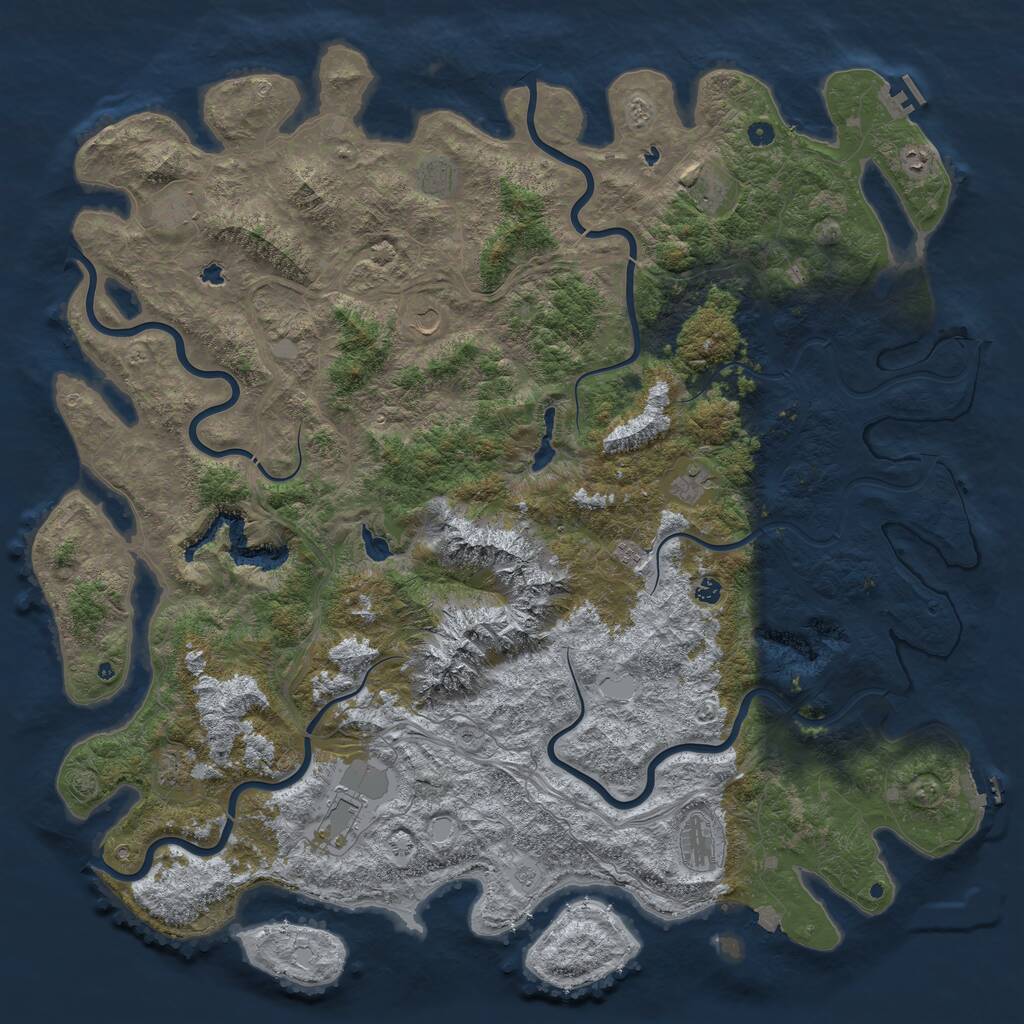 Rust Map: Procedural Map, Size: 6000, Seed: 241875, 17 Monuments