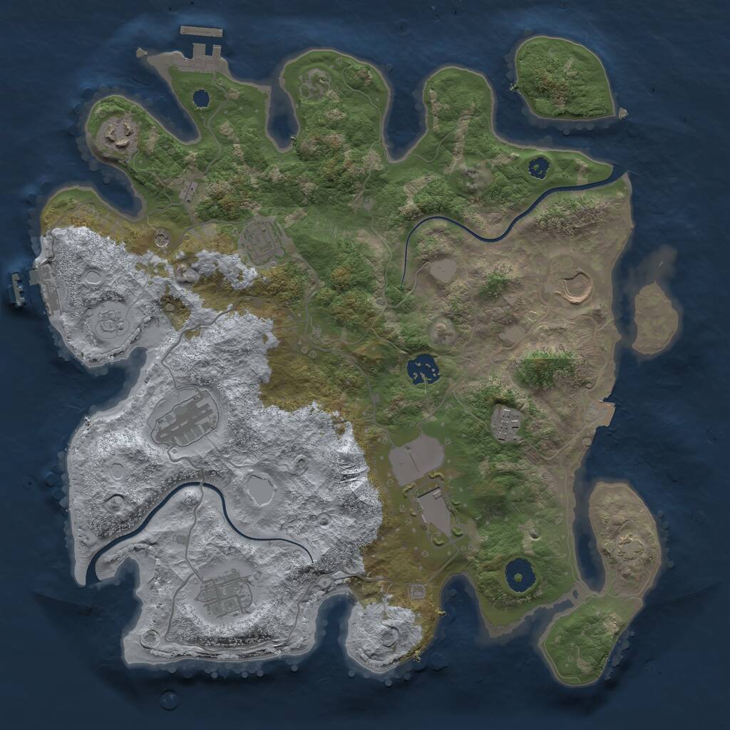 Rust Map: Procedural Map, Size: 3500, Seed: 6600311, 14 Monuments