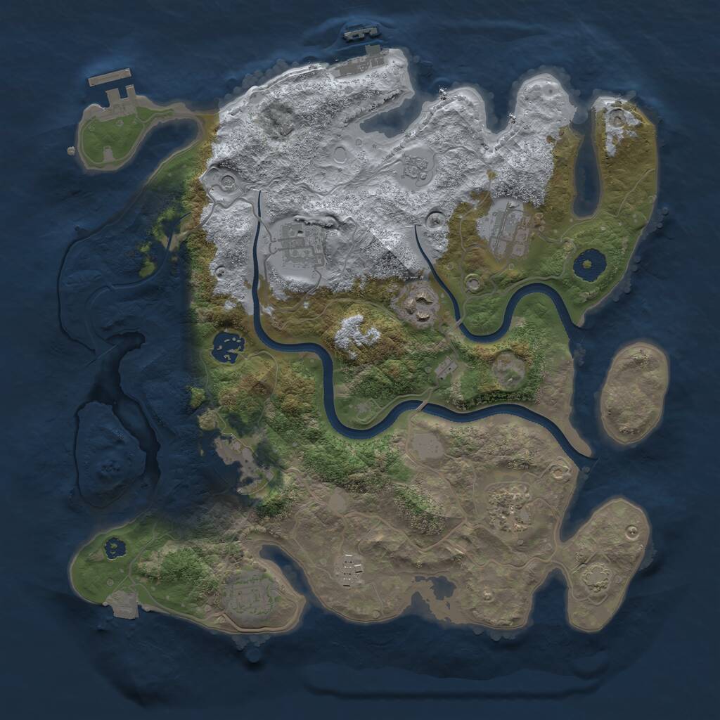 Rust Map: Procedural Map, Size: 3400, Seed: 90012656, 14 Monuments