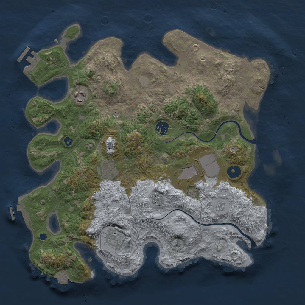 Rust Map: Procedural Map, Size: 3500, Seed: 665683233, 12 Monuments